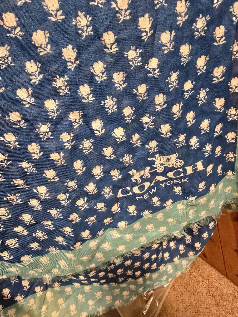 COACH Blue Floral Sarong Wrap Skirt Authentic 6ft X 56